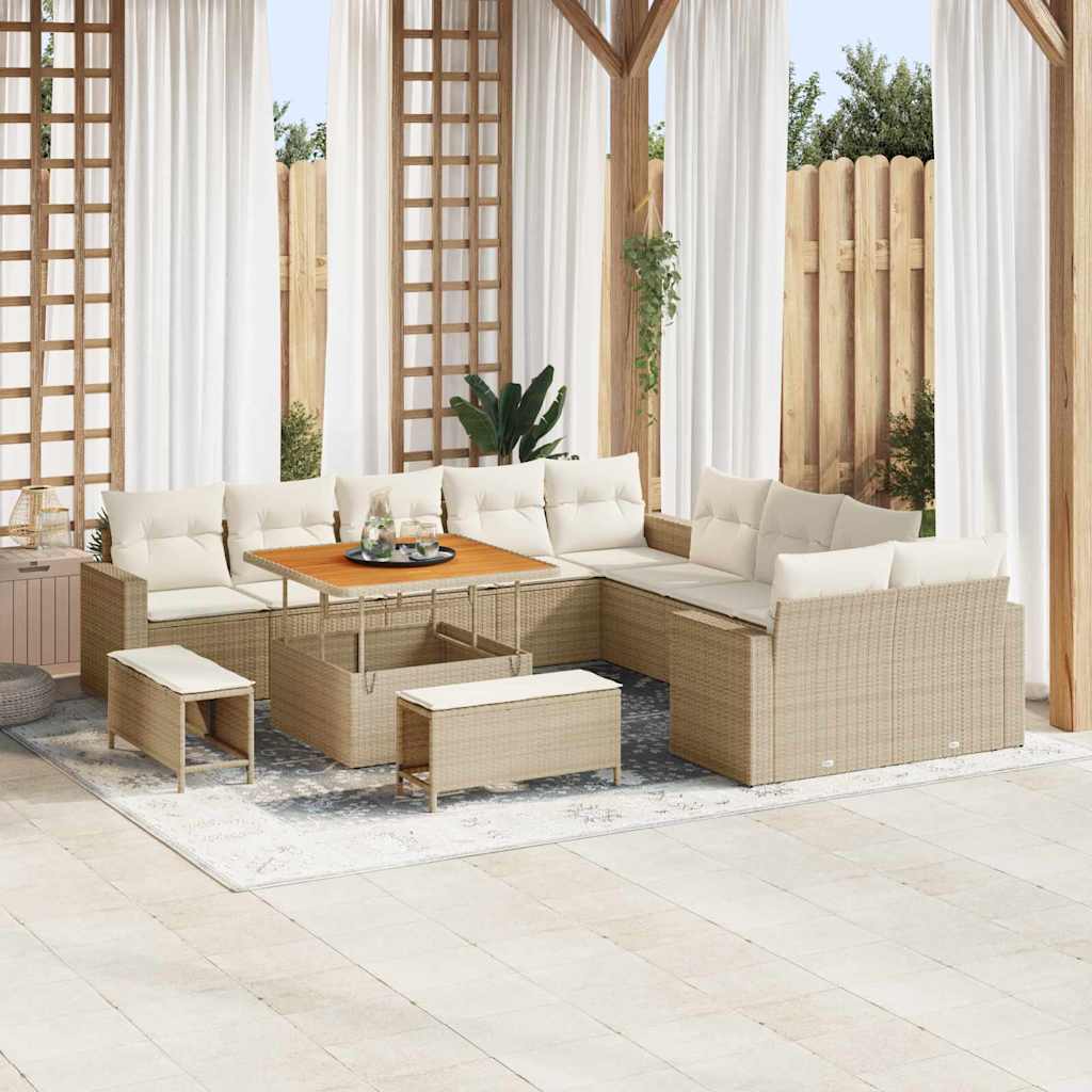 vidaXL Tuin Sofa Set met kussen 13 pcs Zwart 100 x 100 x 71 cm