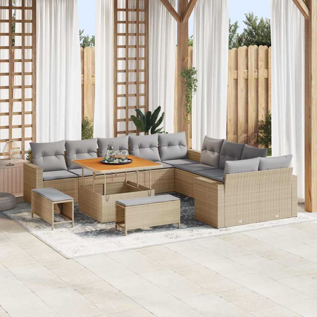 vidaXL Tuin Sofa Set met kussen 13 pcs Zwart 100 x 100 x 71 cm