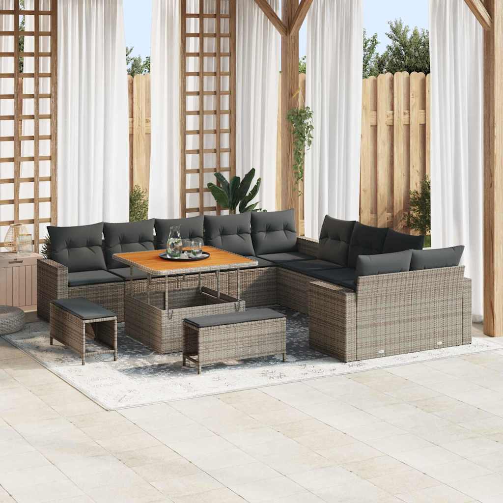 vidaXL Tuin Sofa Set met kussen 13 pcs Zwart 100 x 100 x 71 cm