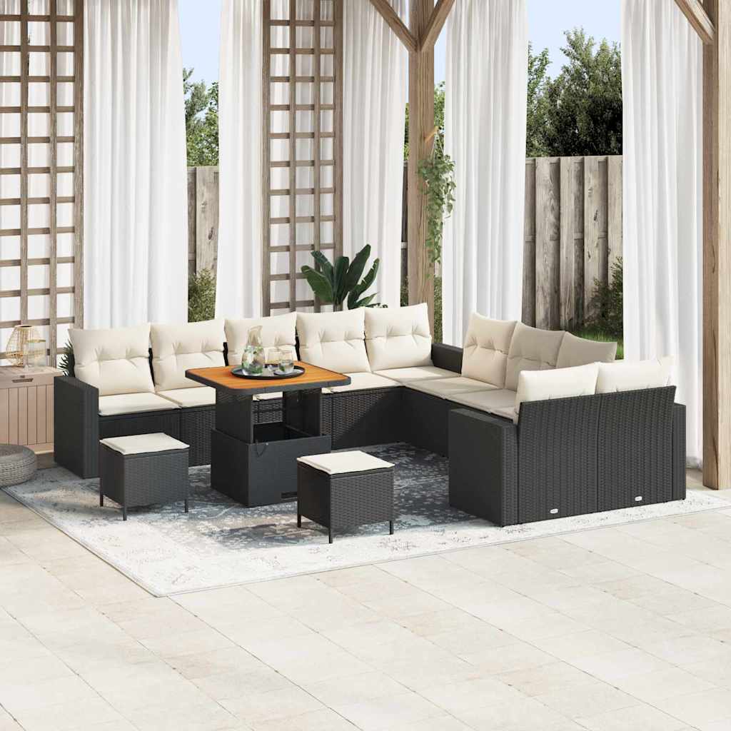 vidaXL Tuin Sofa Set met kussen 13 pcs Zwart 100 x 100 x 71 cm