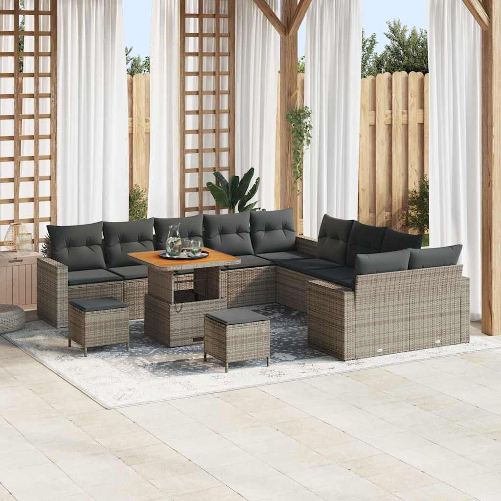 vidaXL Tuin Sofa Set met kussen 13 pcs Zwart 100 x 100 x 71 cm