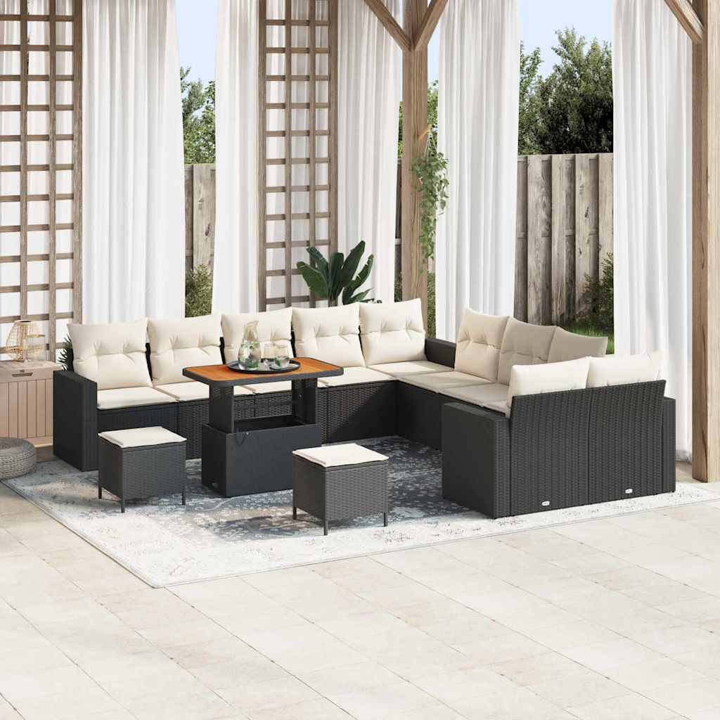 vidaXL Tuin Sofa Set met kussen 13 pcs Zwart 100 x 100 x 71 cm