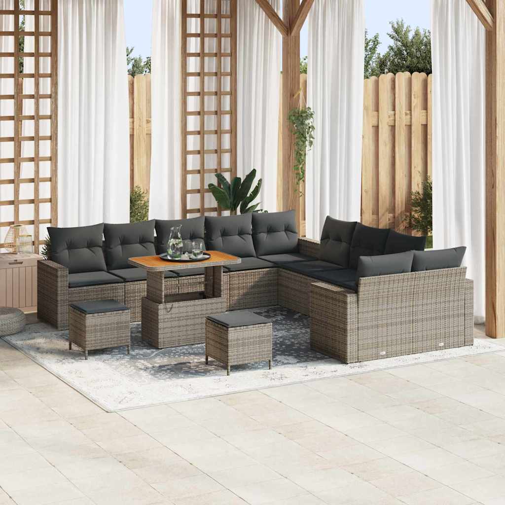 vidaXL Tuin Sofa Set met kussen 13 pcs Zwart 100 x 100 x 71 cm