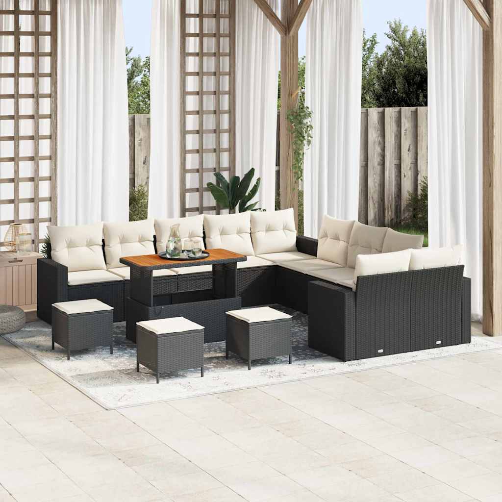 vidaXL Tuin Sofa Set met kussen 13 pcs Zwart 100 x 100 x 71 cm