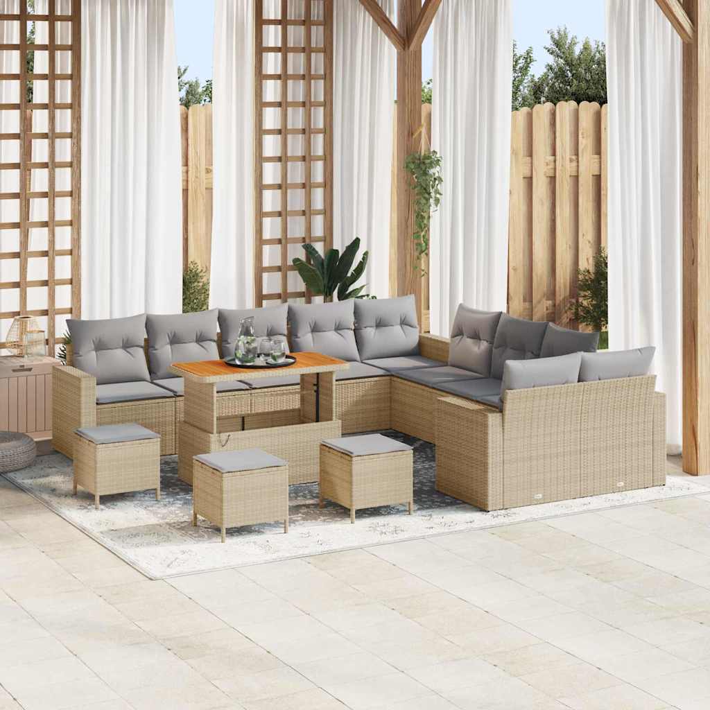vidaXL Tuin Sofa Set met kussen 13 pcs Zwart 100 x 100 x 71 cm