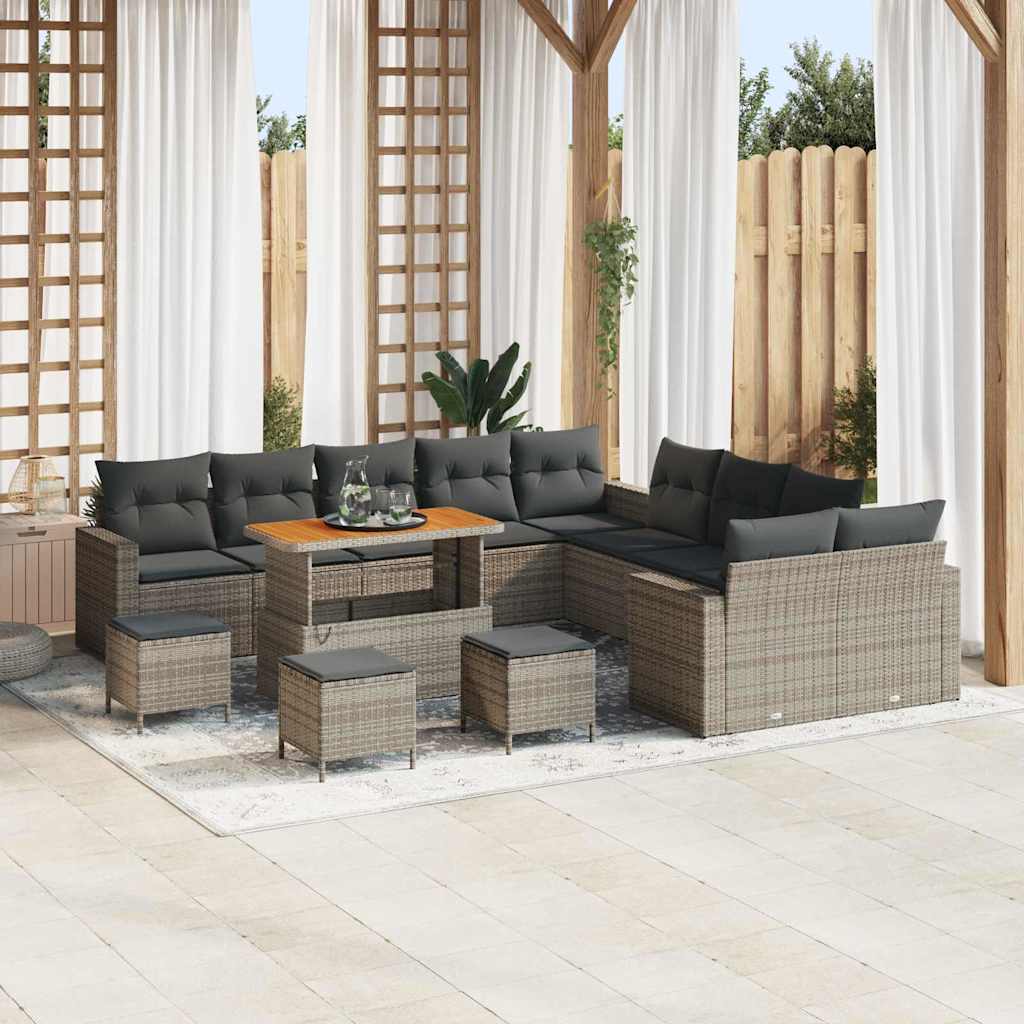 vidaXL Tuin Sofa Set met kussen 13 pcs Zwart 100 x 100 x 71 cm