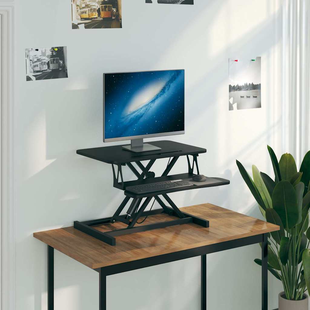 vidaXL Bureau verstelbaar 90x40x(13-41,5) cm staal en bewerkt hout