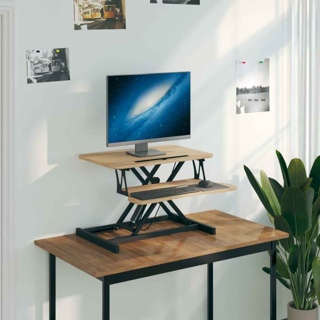 vidaXL Bureau verstelbaar 90x40x(13-41,5) cm staal en bewerkt hout