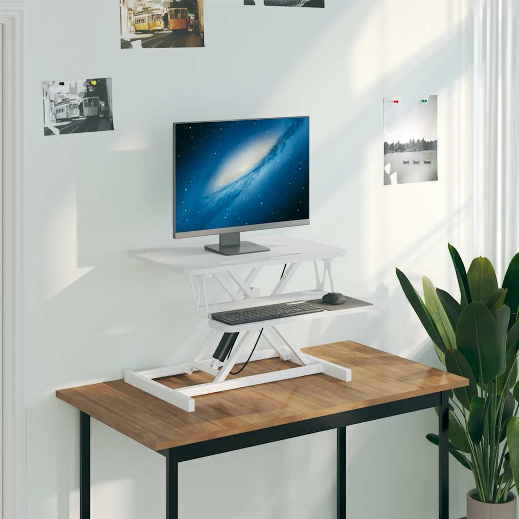 vidaXL Bureau verstelbaar 90x40x(13-41,5) cm staal en bewerkt hout