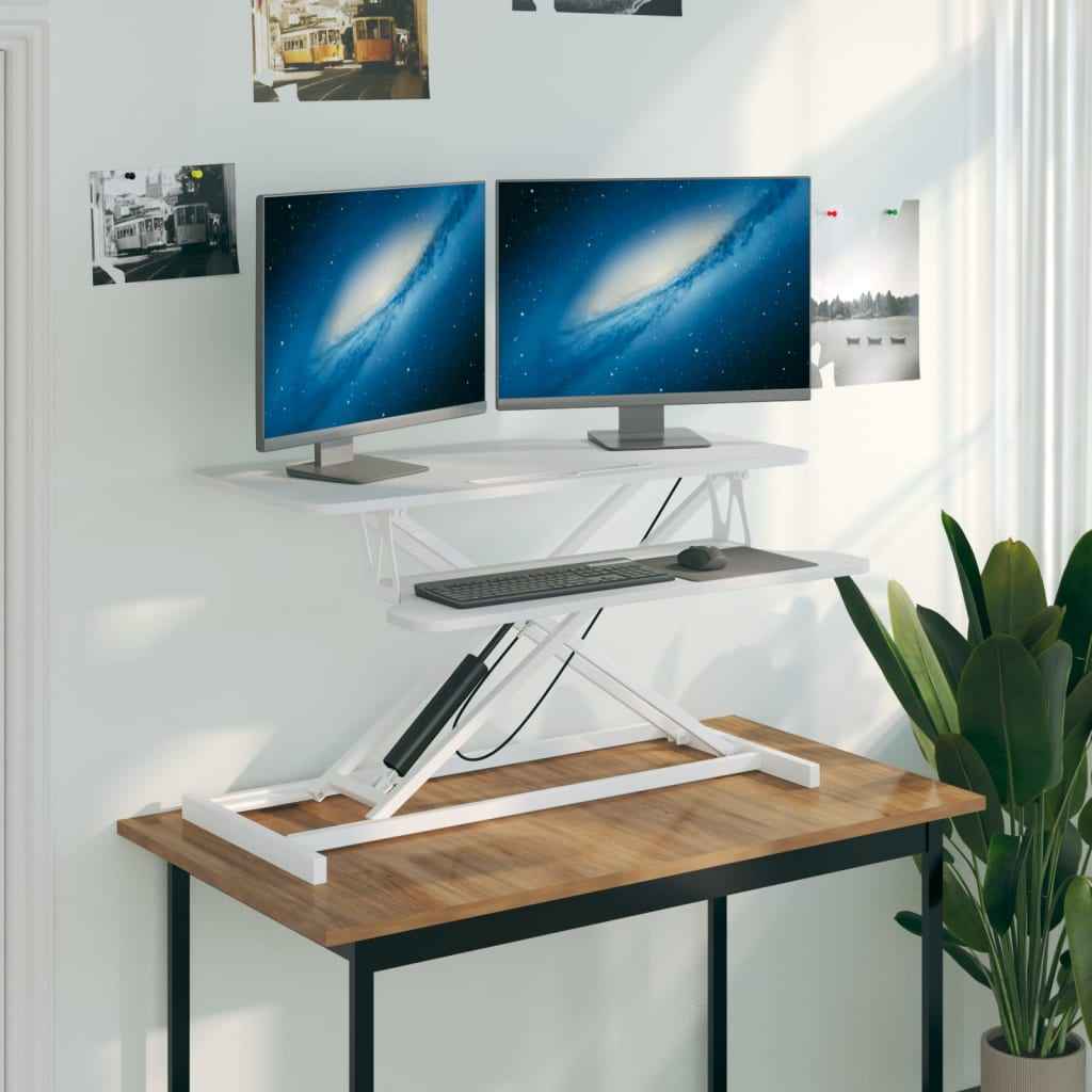 vidaXL Bureau verstelbaar 90x40x(13-41,5) cm staal en bewerkt hout