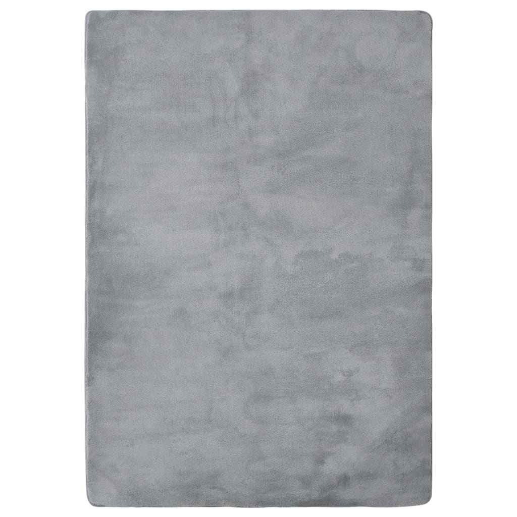 vidaXL Vloerkleed teddy 170x200 cm grijs