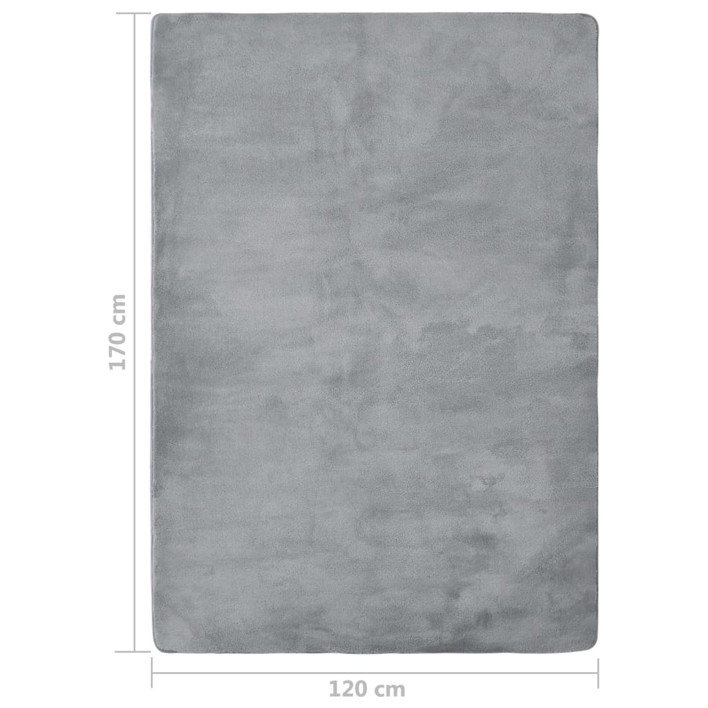 vidaXL Vloerkleed teddy 170x200 cm grijs