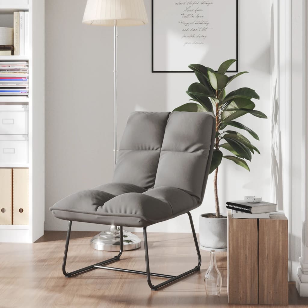 vidaXL Loungestoel met metalen frame fluweel lichtgrijs