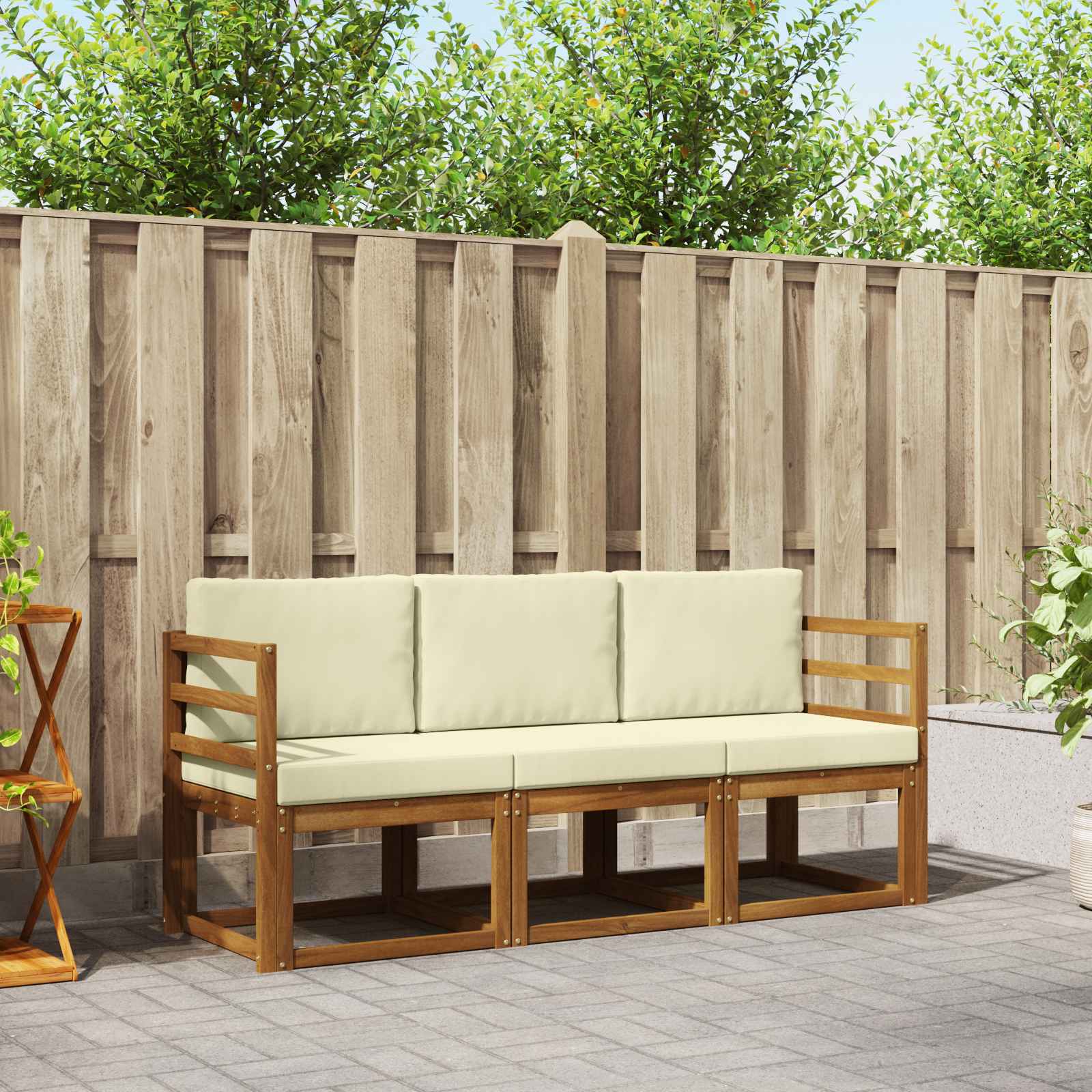 vidaXL Buiten bankenset 3 pcs Naturel Massief Acaciahout