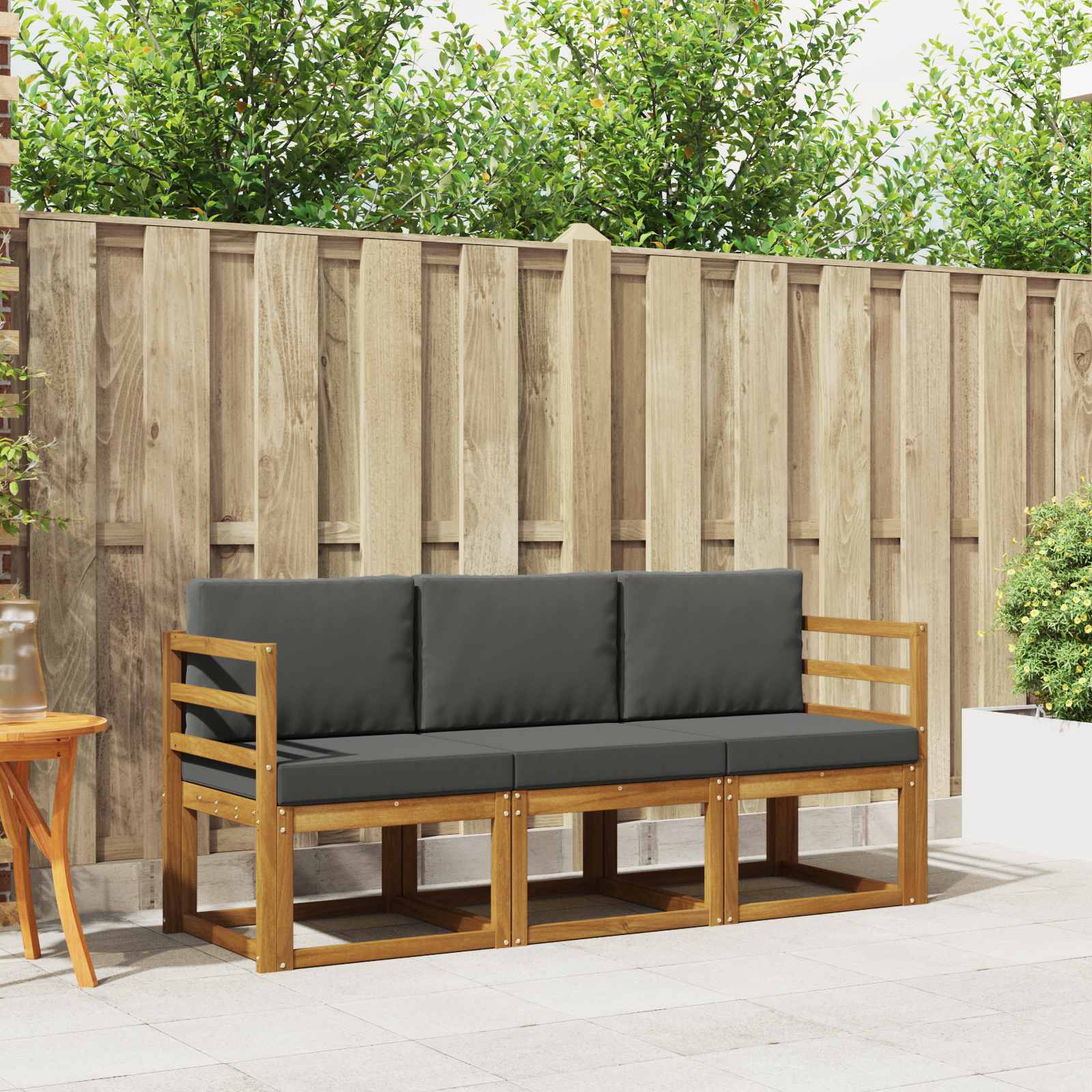vidaXL Buiten bankenset 3 pcs Naturel Massief Acaciahout