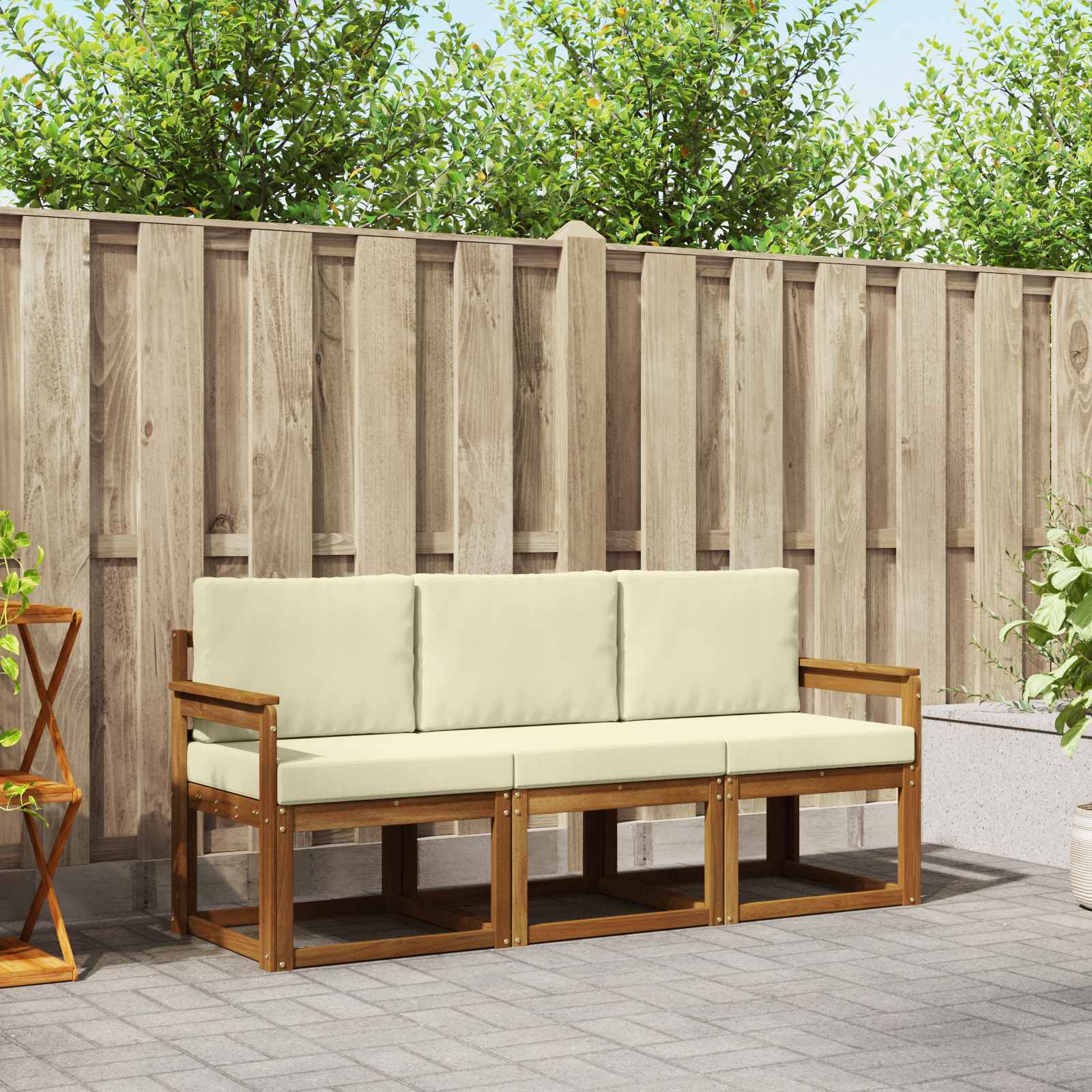 vidaXL Buiten bankenset 3 pcs Naturel Massief Acaciahout