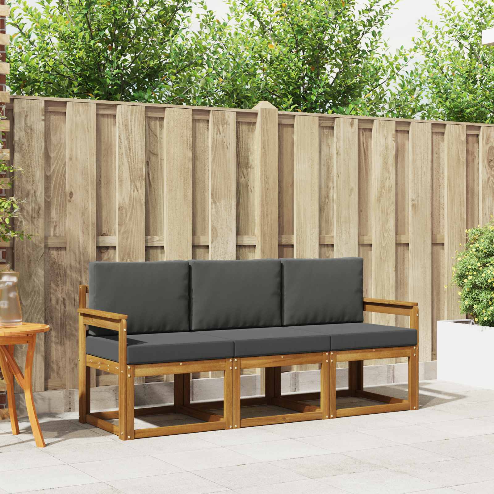 vidaXL Buiten bankenset 3 pcs Naturel Massief Acaciahout