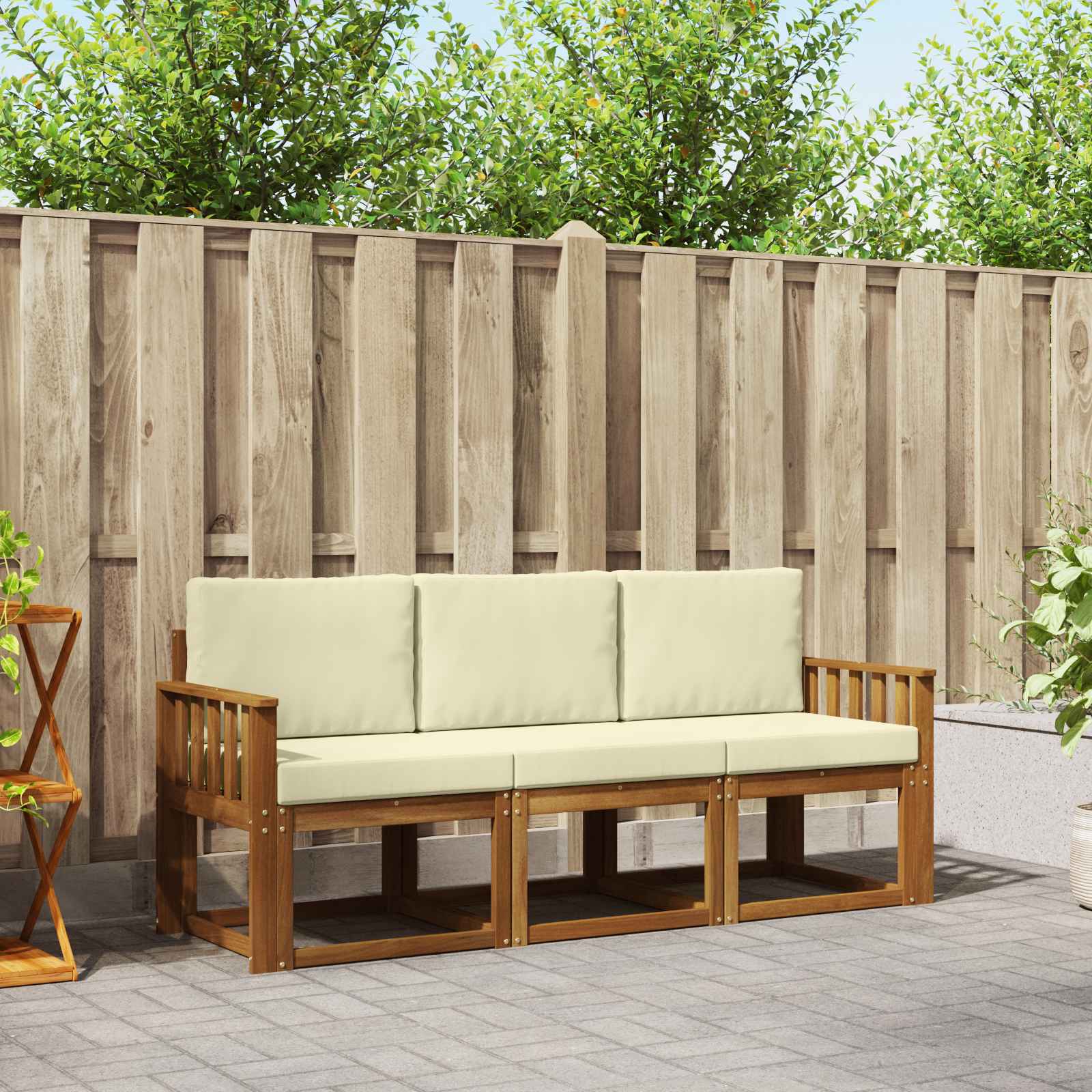 vidaXL Buiten bankenset 3 pcs Naturel Massief Acaciahout