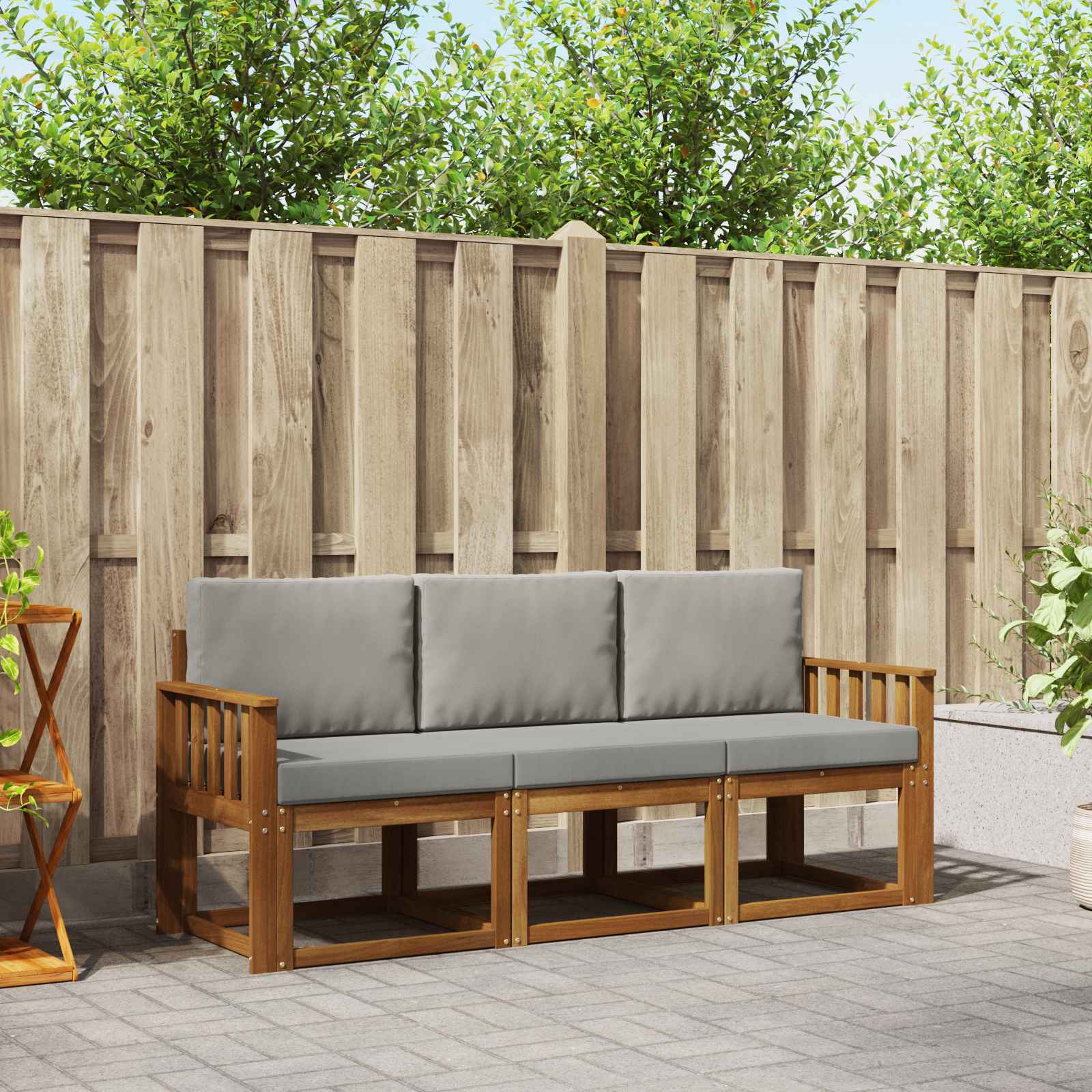 vidaXL Buiten bankenset 3 pcs Naturel Massief Acaciahout