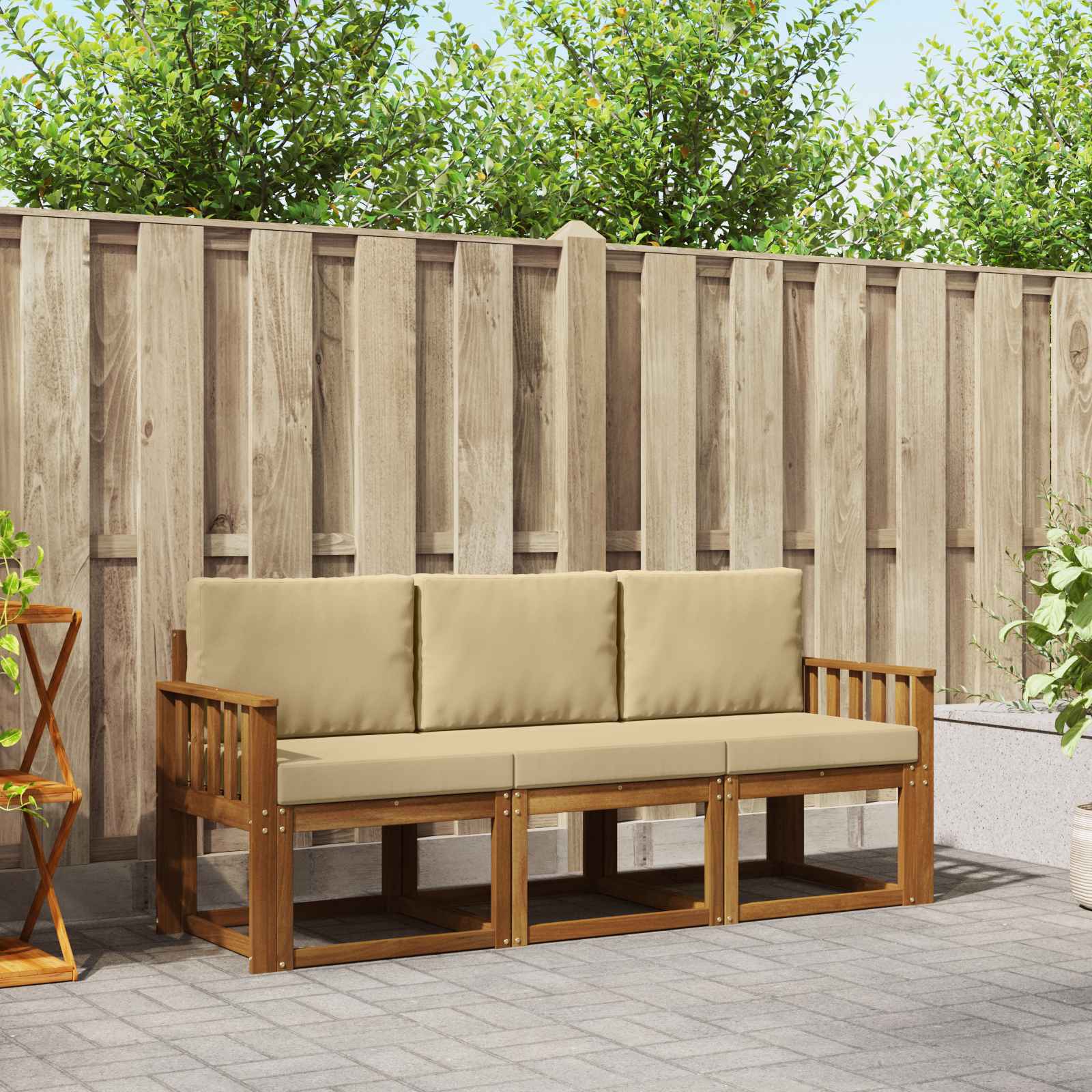 vidaXL Buiten bankenset 3 pcs Naturel Massief Acaciahout