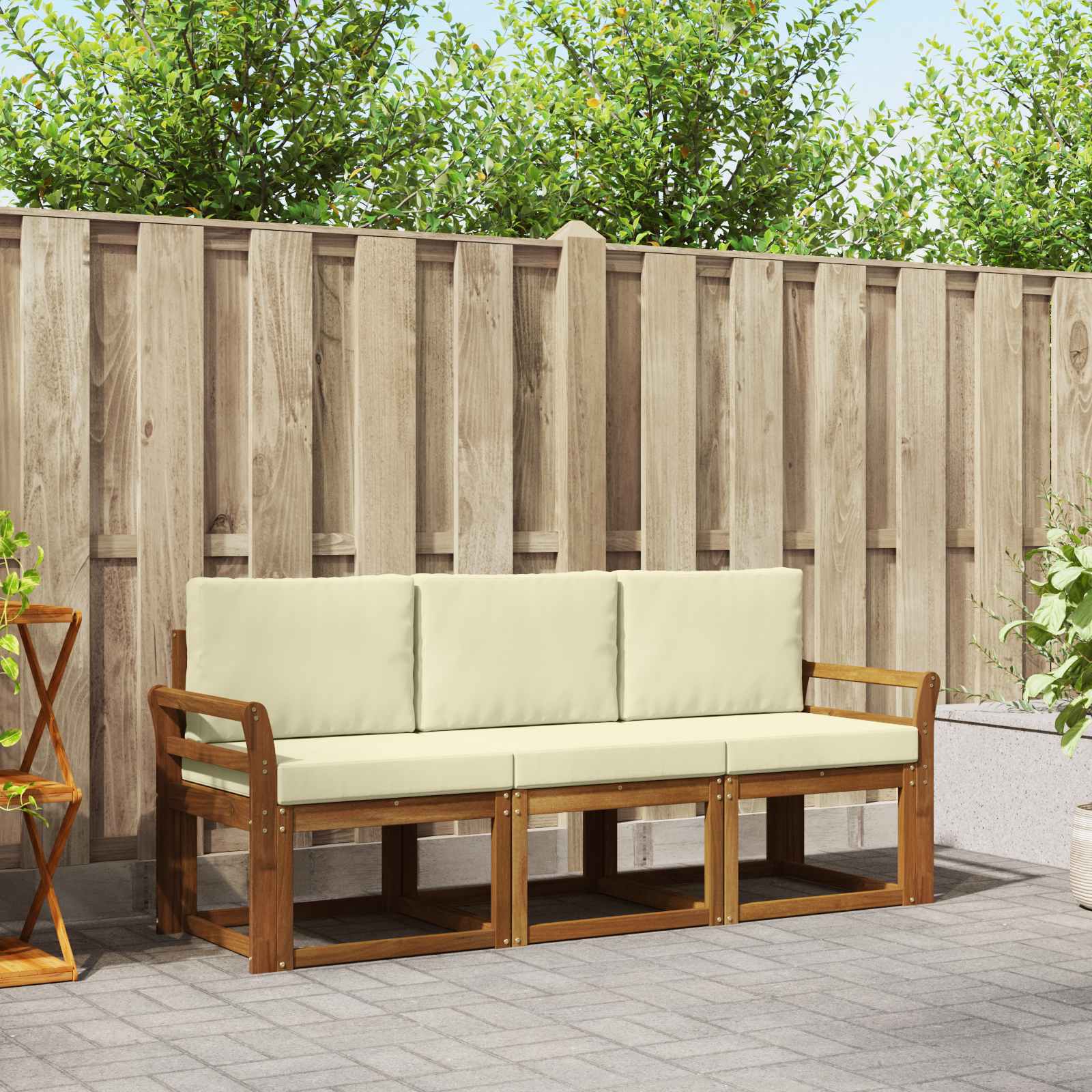 vidaXL Buiten bankenset 3 pcs Naturel Massief Acaciahout