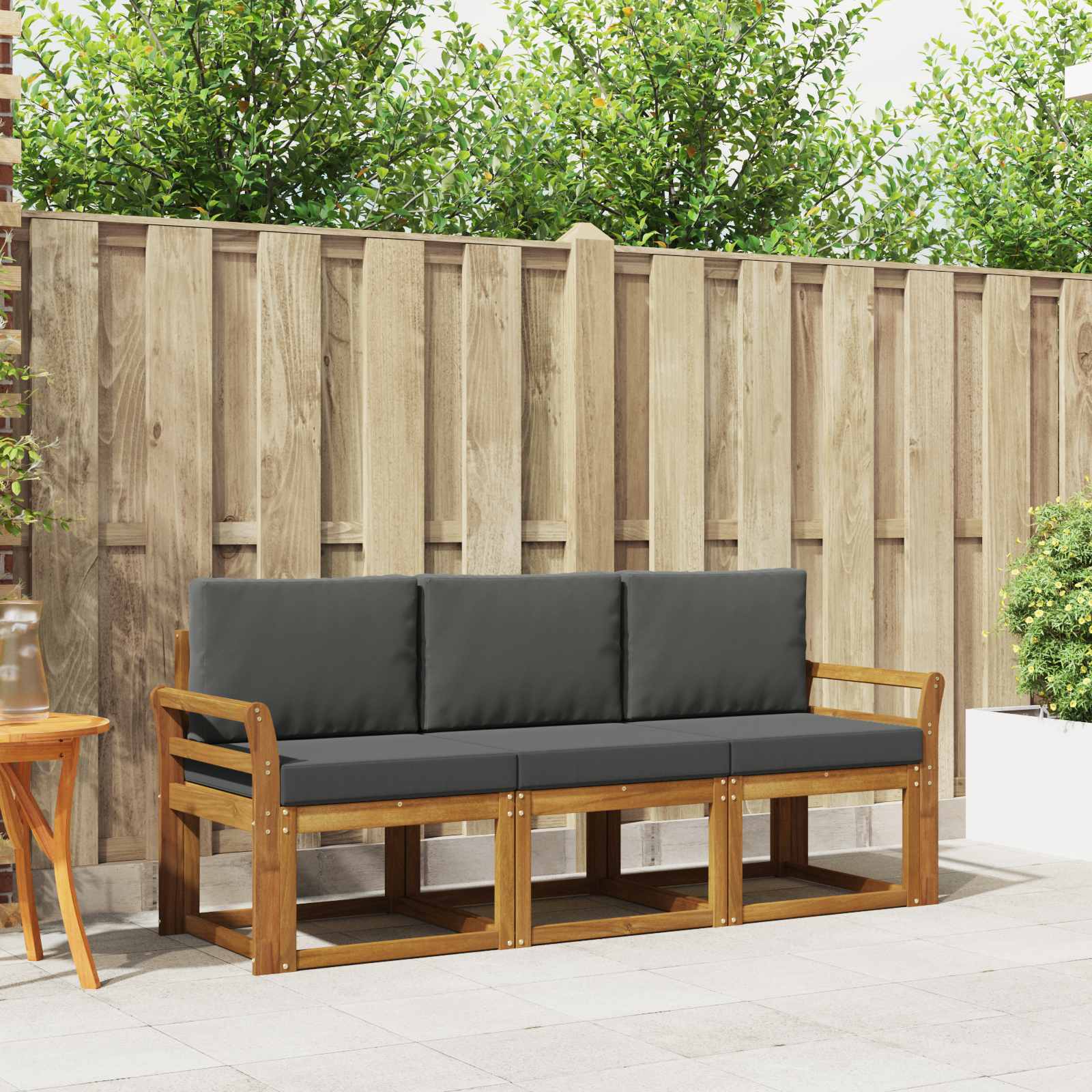 vidaXL Buiten bankenset 3 pcs Naturel Massief Acaciahout