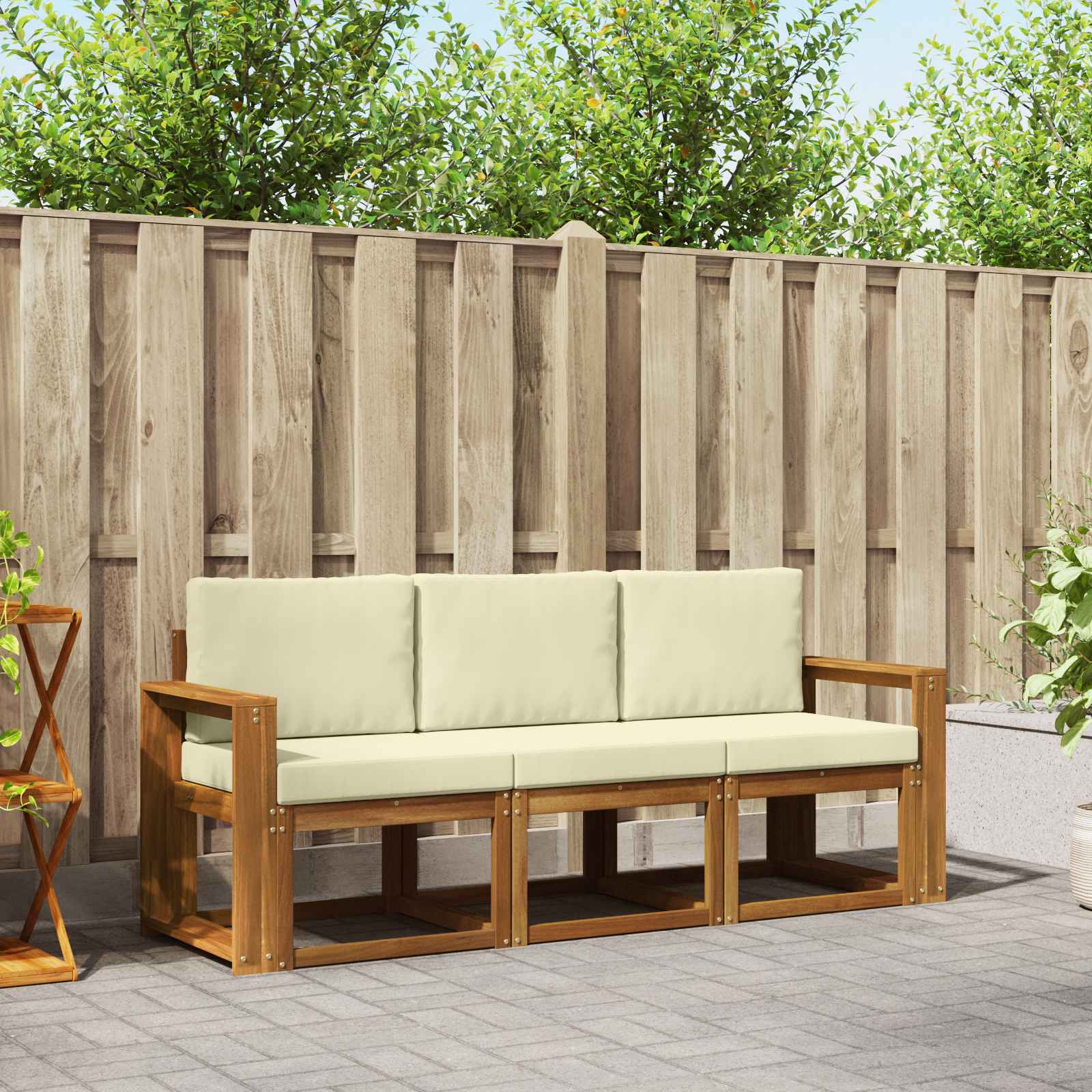 vidaXL Buiten bankenset 3 pcs Naturel Massief Acaciahout