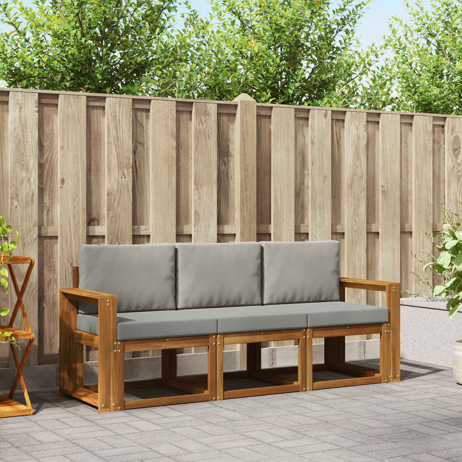 vidaXL Buiten bankenset 3 pcs Naturel Massief Acaciahout