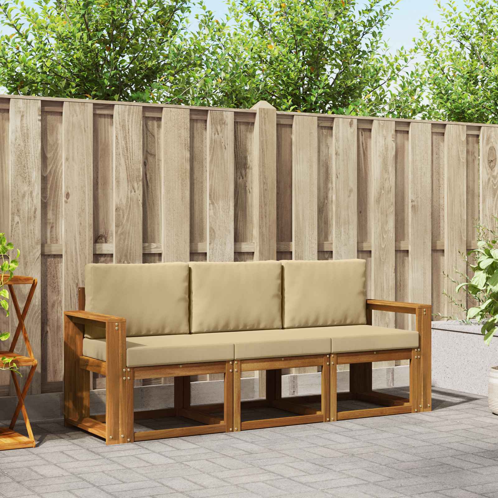 vidaXL Buiten bankenset 3 pcs Naturel Massief Acaciahout