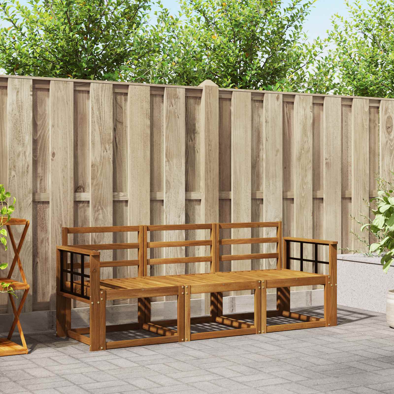 vidaXL Buiten bankenset 3 pcs Naturel Massief Acaciahout