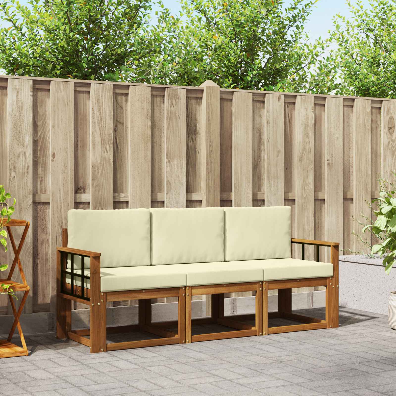 vidaXL Buiten bankenset 3 pcs Naturel Massief Acaciahout