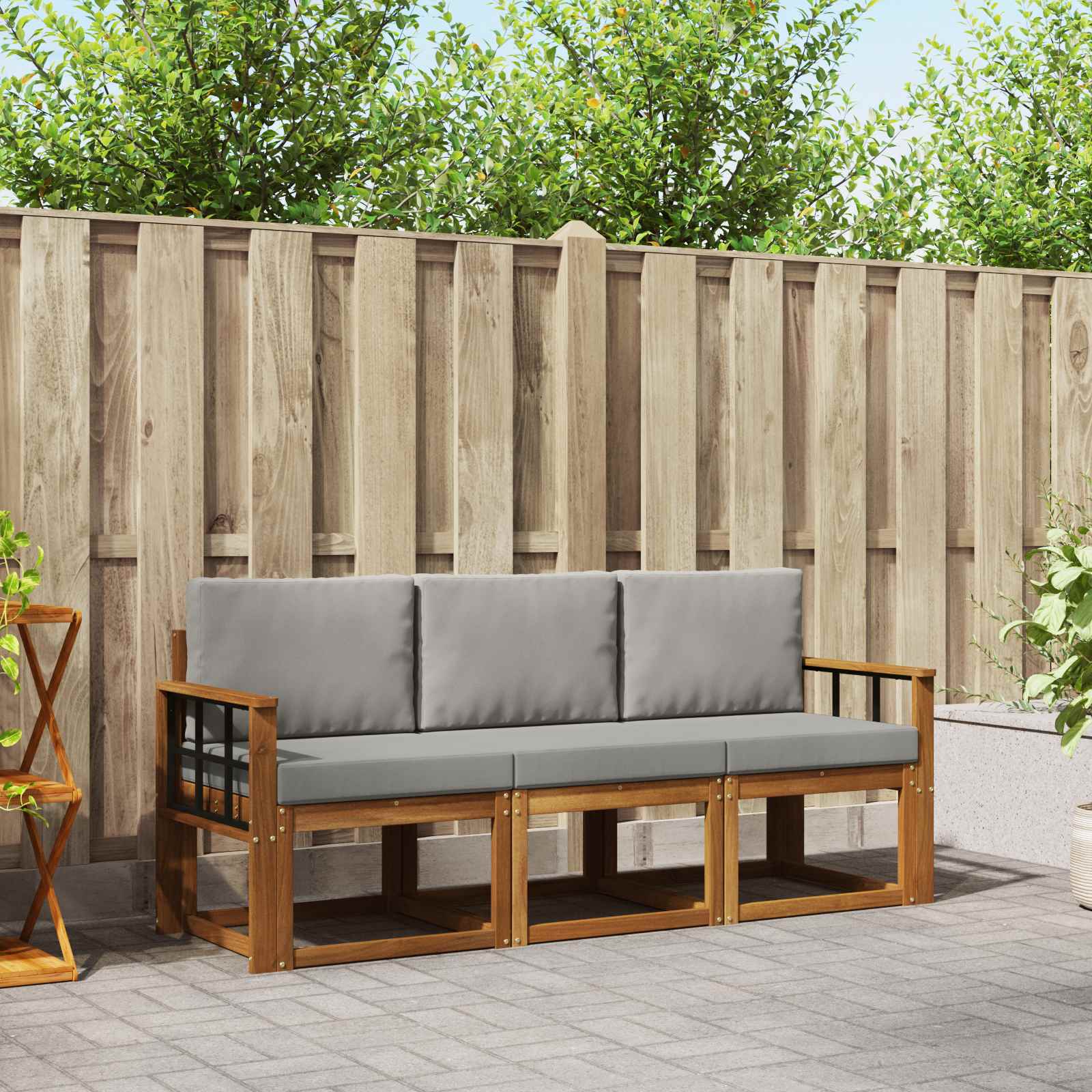 vidaXL Buiten bankenset 3 pcs Naturel Massief Acaciahout