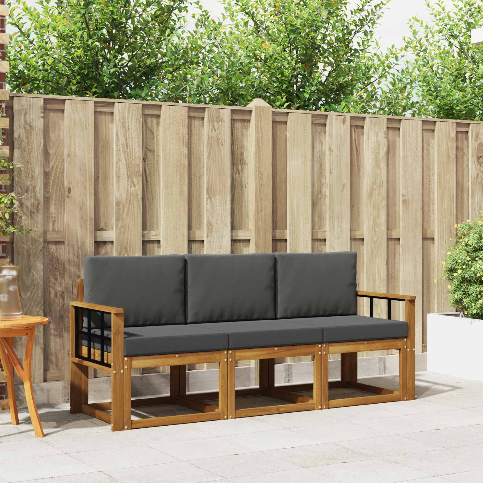 vidaXL Buiten bankenset 3 pcs Naturel Massief Acaciahout