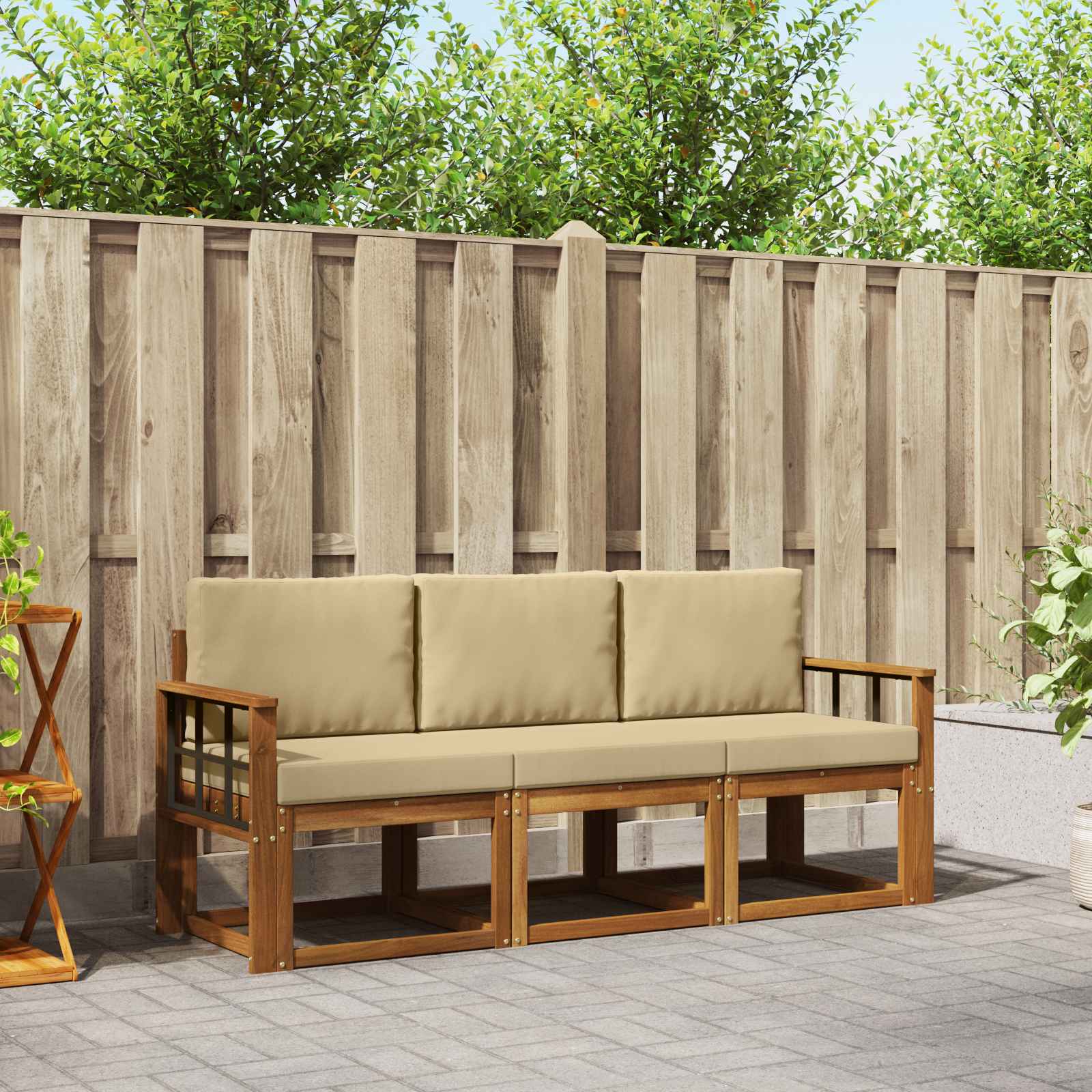 vidaXL Buiten bankenset 3 pcs Naturel Massief Acaciahout