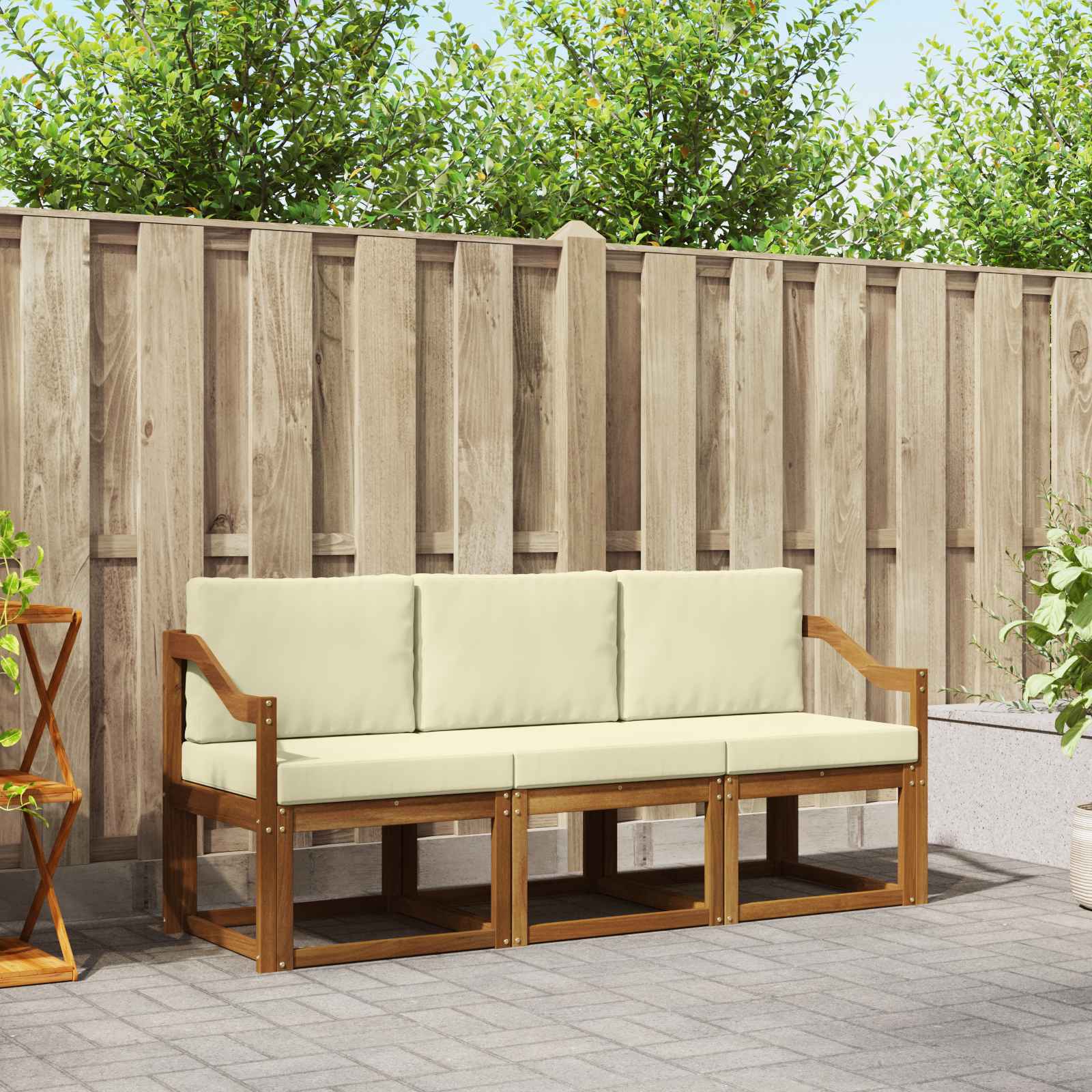 vidaXL Buiten bankenset 3 pcs Naturel Massief Acaciahout