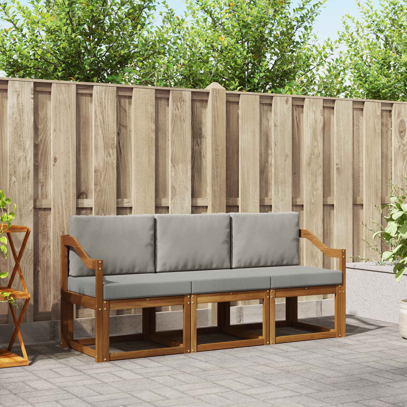 vidaXL Buiten bankenset 3 pcs Naturel Massief Acaciahout