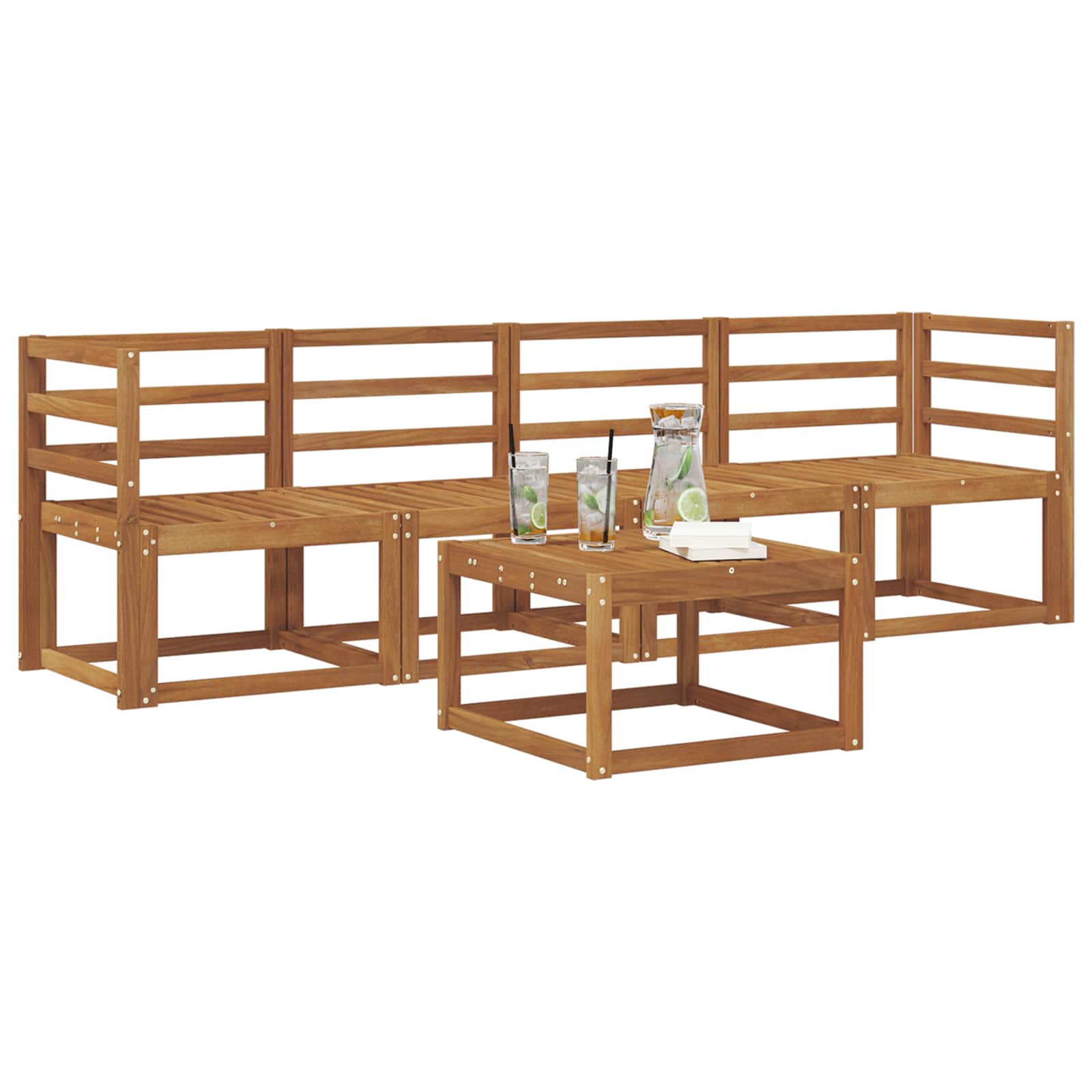 vidaXL Buiten bankenset 5 pcs Naturel Massief Acaciahout