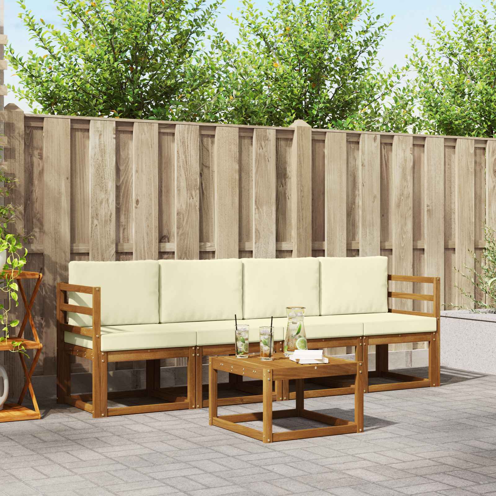 vidaXL Buiten bankenset 5 pcs Naturel Massief Acaciahout