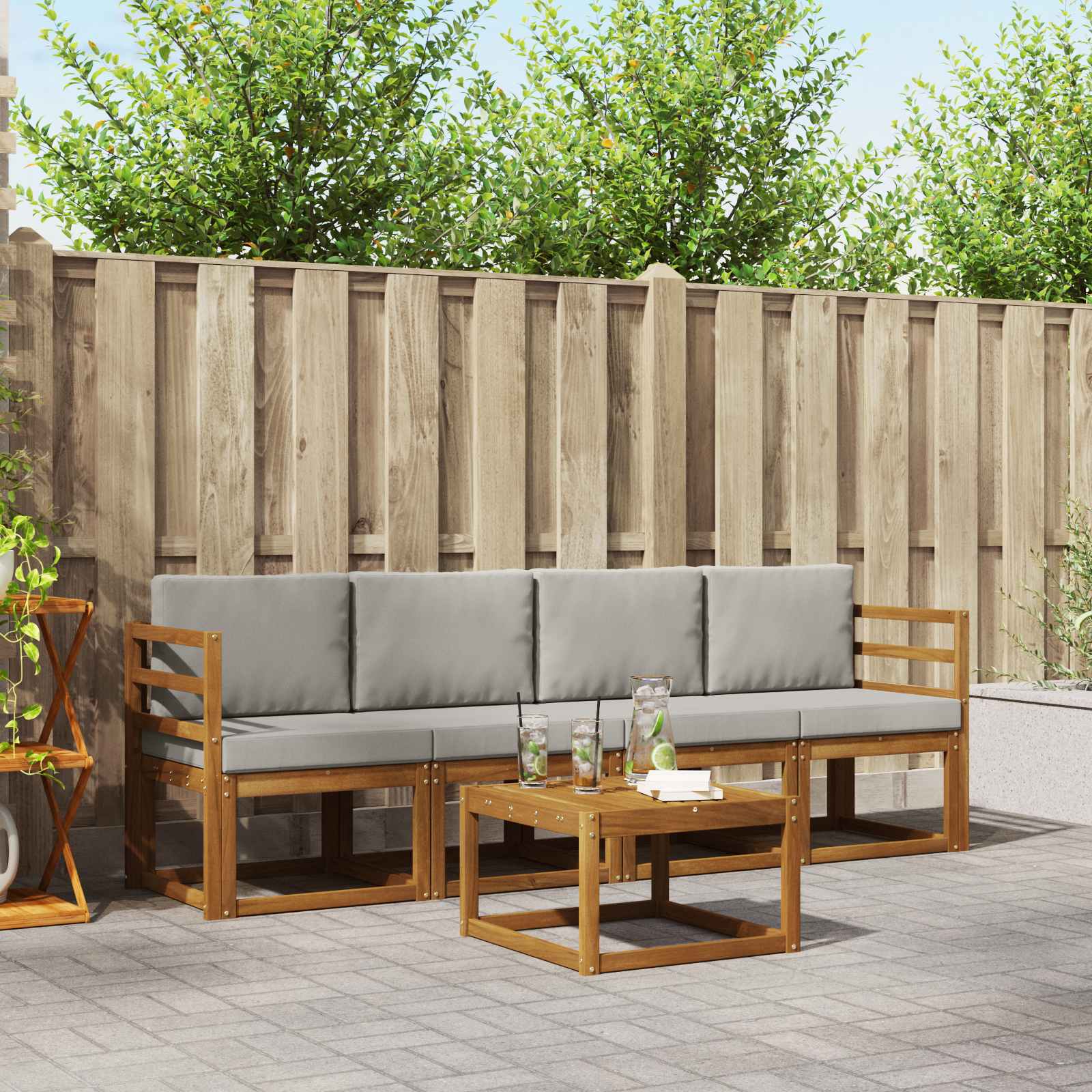 vidaXL Buiten bankenset 5 pcs Naturel Massief Acaciahout