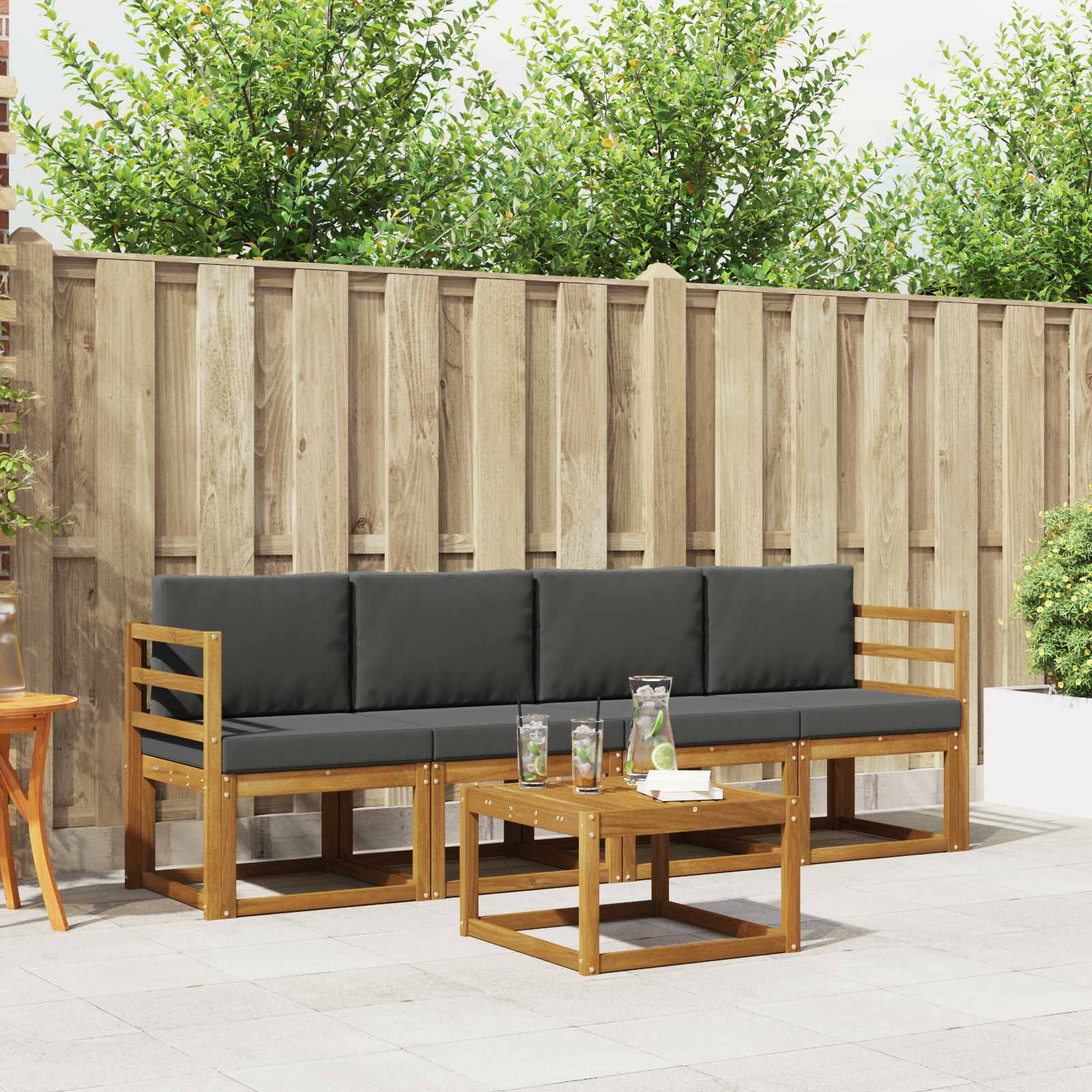 vidaXL Buiten bankenset 5 pcs Naturel Massief Acaciahout