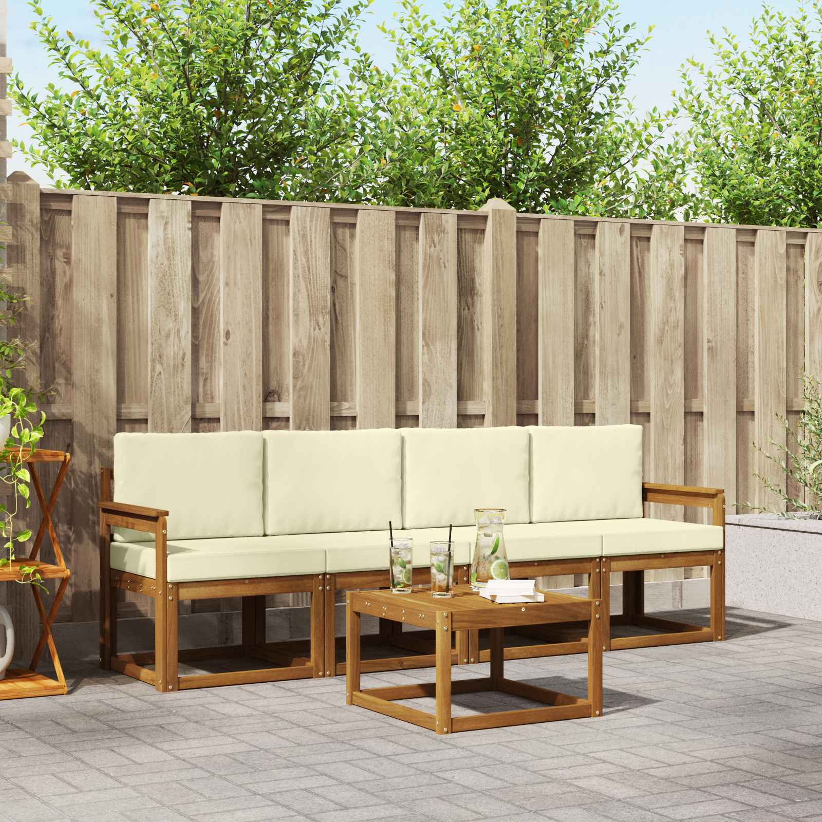 vidaXL Buiten bankenset 5 pcs Naturel Massief Acaciahout