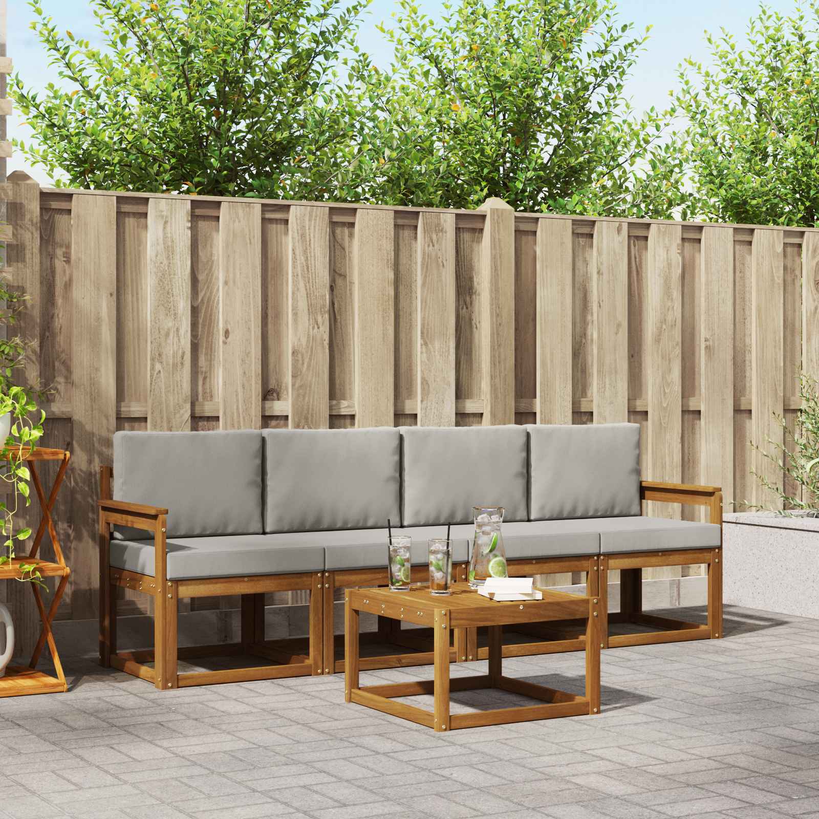 vidaXL Buiten bankenset 5 pcs Naturel Massief Acaciahout
