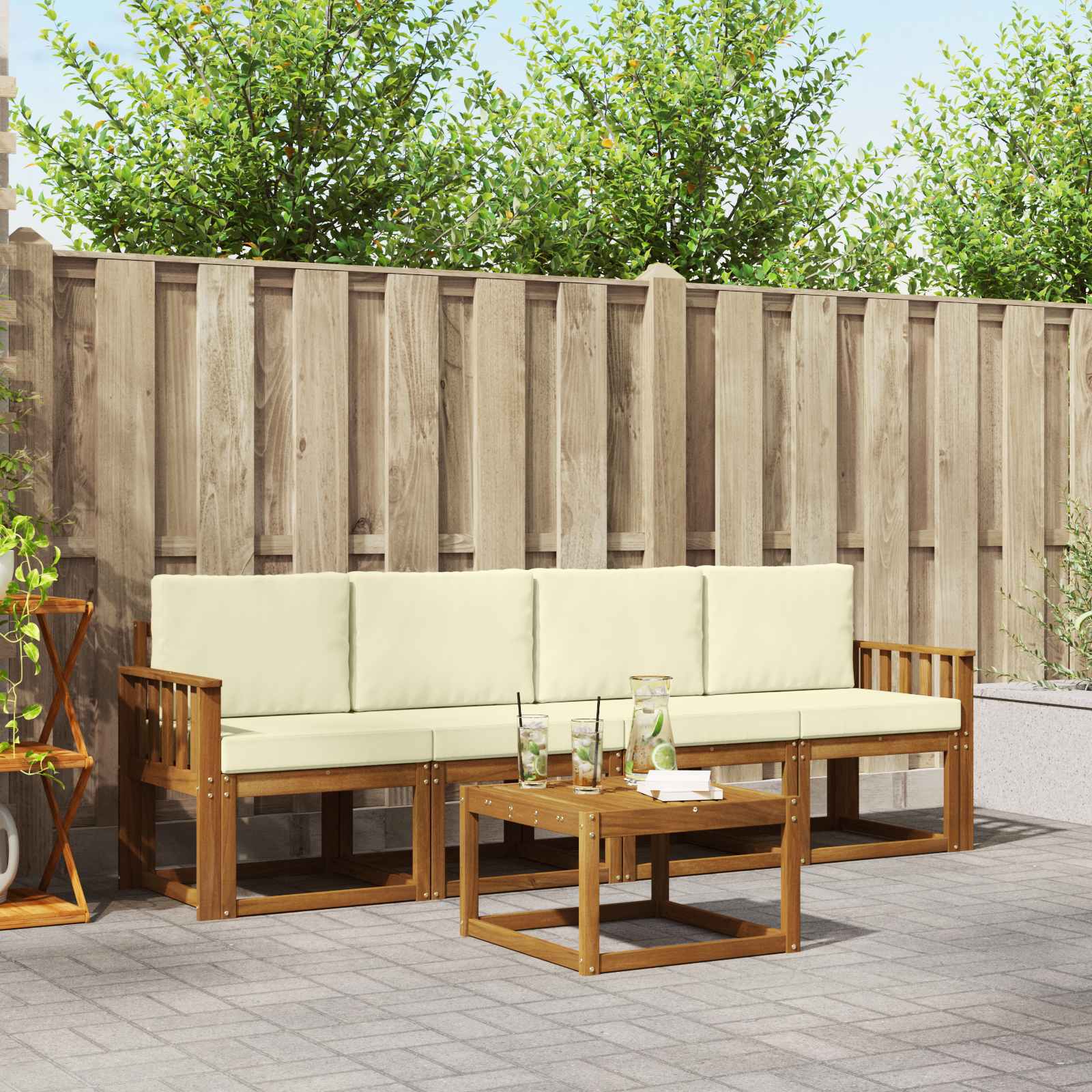 vidaXL Buiten bankenset 5 pcs Naturel Massief Acaciahout
