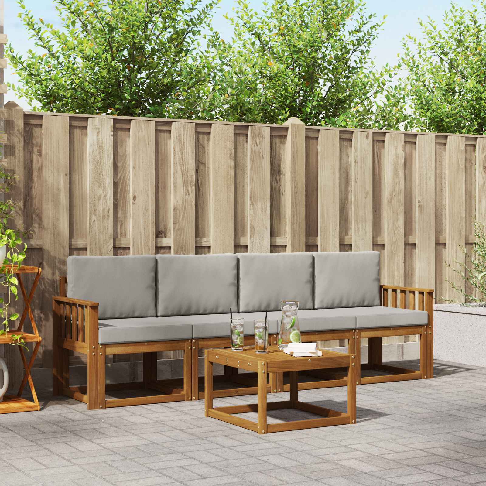 vidaXL Buiten bankenset 5 pcs Naturel Massief Acaciahout
