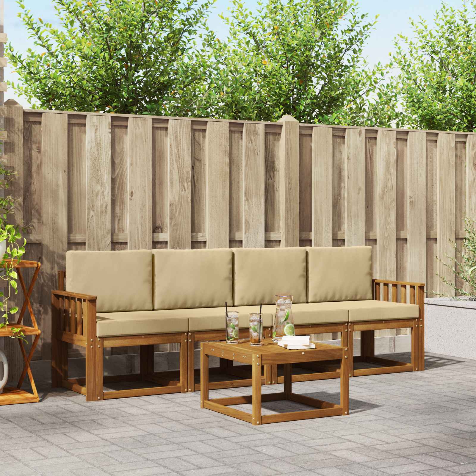 vidaXL Buiten bankenset 5 pcs Naturel Massief Acaciahout