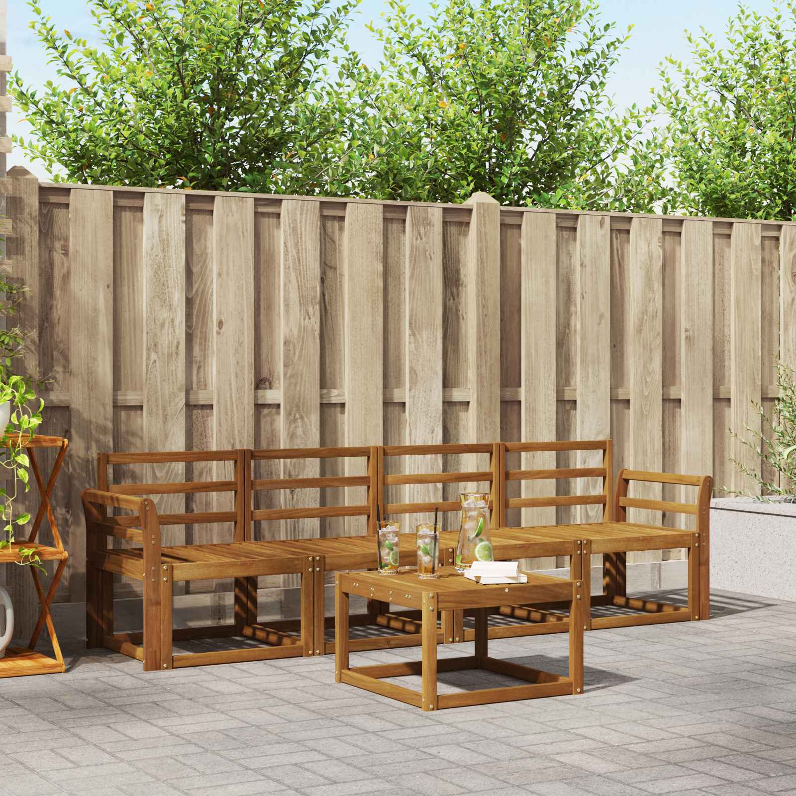 vidaXL Buiten bankenset 5 pcs Naturel Massief Acaciahout