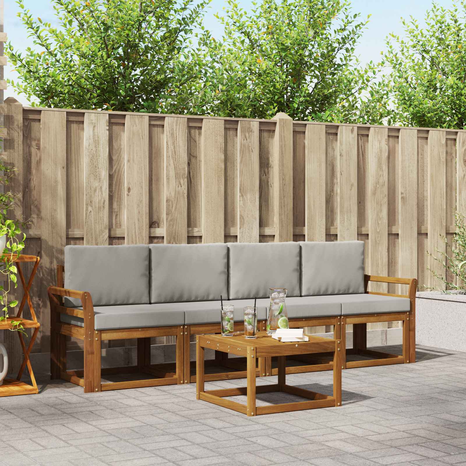 vidaXL Buiten bankenset 5 pcs Naturel Massief Acaciahout