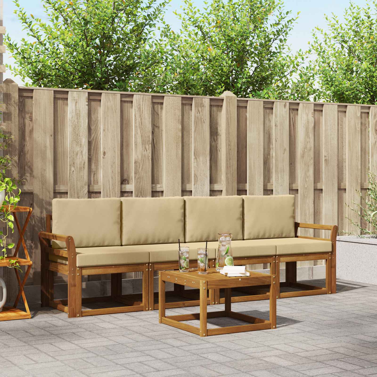 vidaXL Buiten bankenset 5 pcs Naturel Massief Acaciahout