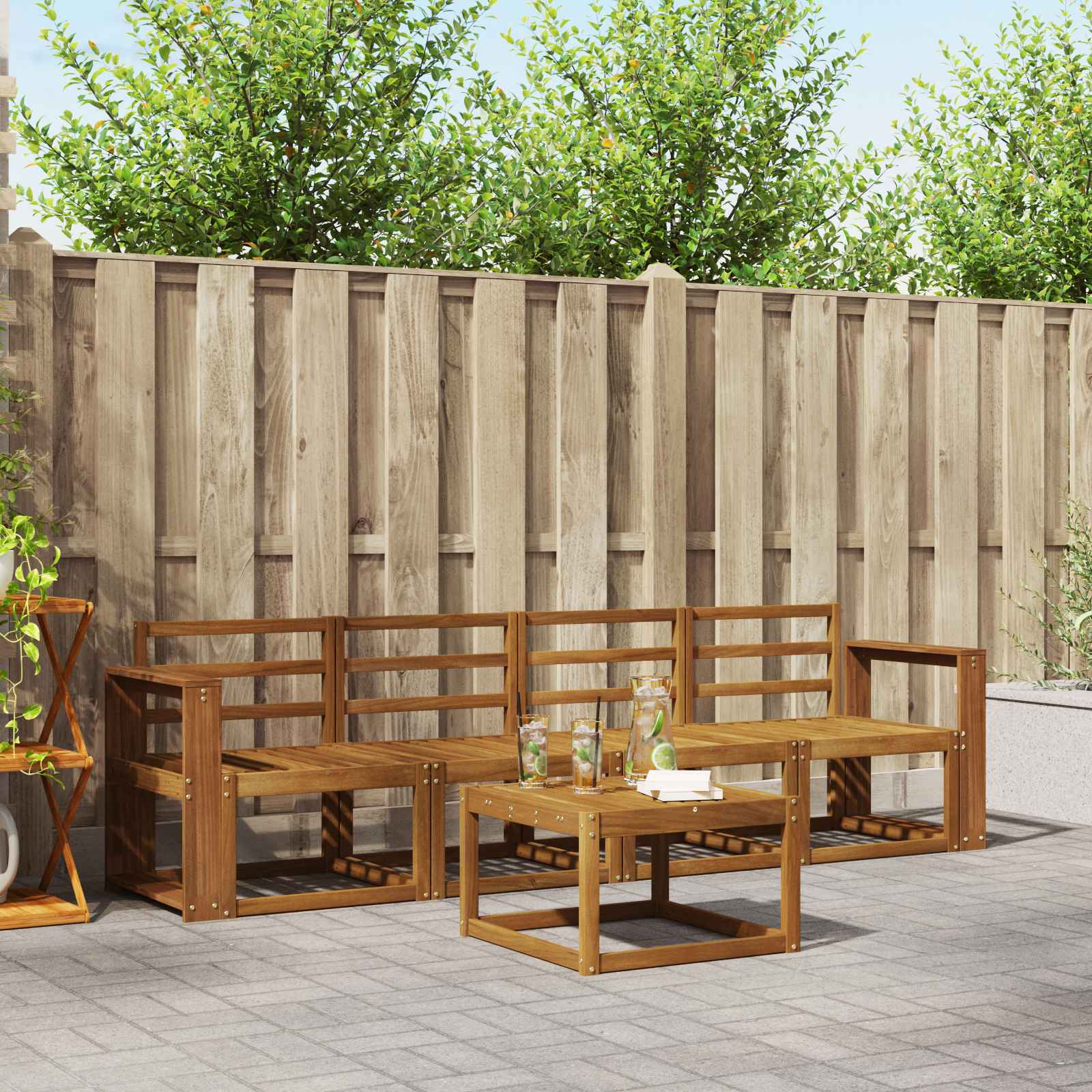 vidaXL Buiten bankenset 5 pcs Naturel Massief Acaciahout