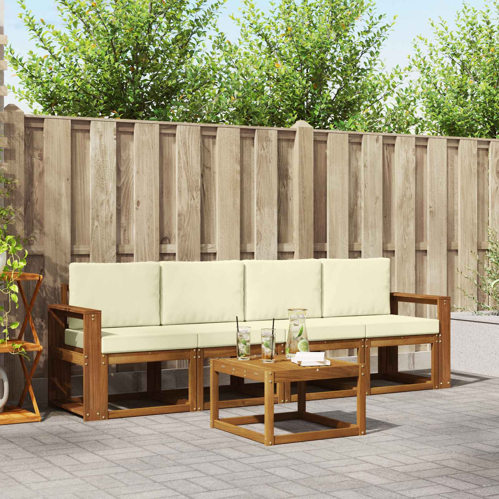 vidaXL Buiten bankenset 5 pcs Naturel Massief Acaciahout